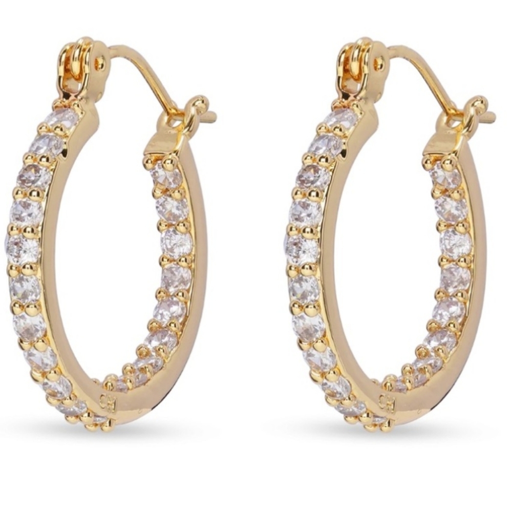 Crystal Hayes Gold Plated Hoop Earrings with Cubic Zirconia Crystals